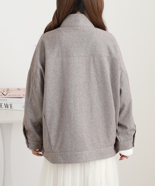 OMNES（オムネス）の「フェイクウールヘリンボーンオーバーサイズショートコート（その他アウター・レディース・ベージュ/チャコール/ブラウン・FREE）」の18枚目の写真