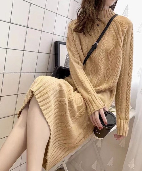 ケーブル編みニットワンピース（ワンピース）｜2ly2（トゥーリートゥー