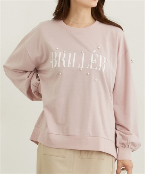 nissen(ニッセン)の「パール風ビジュー付スウェットトップス(薄手)(Tシャツ/カットソー・レディース・ブラウン/ピンク/ブラック/杢グレー・M/L)」の15枚目の写真