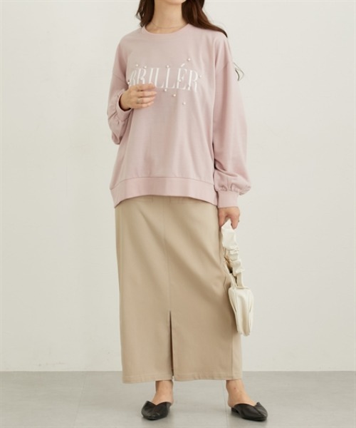 nissen(ニッセン)の「パール風ビジュー付スウェットトップス(薄手)(Tシャツ/カットソー・レディース・ブラウン/ピンク/ブラック/杢グレー・M/L)」の16枚目の写真