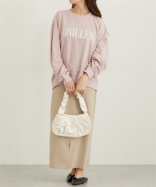 nissen(ニッセン)の「パール風ビジュー付スウェットトップス(薄手)(Tシャツ/カットソー・レディース・ブラウン/ピンク/ブラック/杢グレー・M/L)」の17枚目の写真