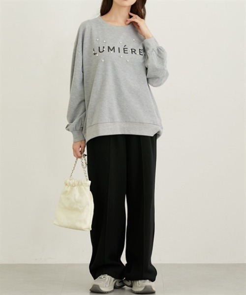nissen(ニッセン)の「パール風ビジュー付スウェットトップス(薄手)(Tシャツ/カットソー・レディース・ブラウン/ピンク/ブラック/杢グレー・M/L)」の20枚目の写真