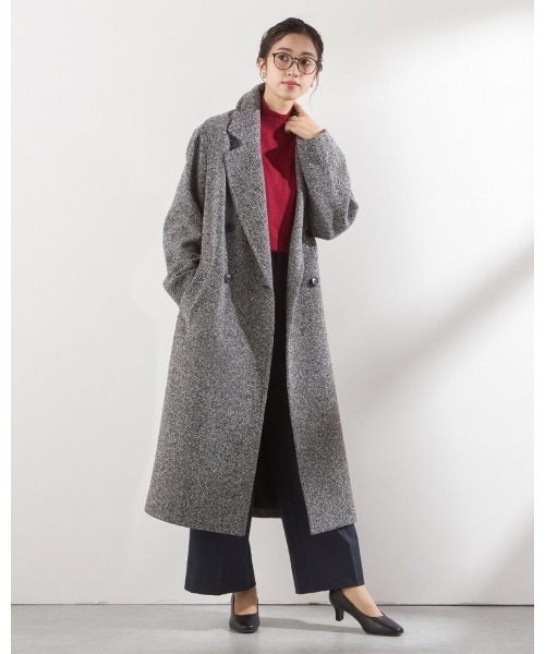 セール】ダブルブレストロングチェスターコート/グレー（チェスター