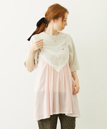 GOLDS♡ビジューバックル付き♡ラッフルフリルレース♡キャミトップス♡PINK GOLDS♡ビジューバックル付き♡ラッフルフリルレース♡キャミトップス