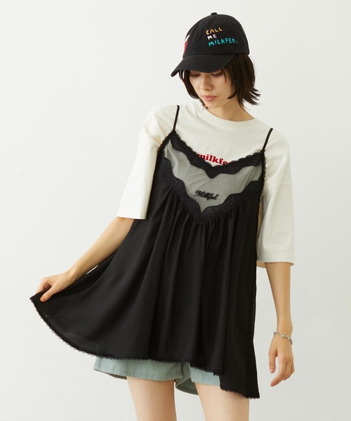 MILKFED.（ミルクフェド）の「GATHERED CAMISOLE（キャミソール・レディース・オフホワイト/ライトピンク/ブラック・ONE SIZE）」の3枚目の写真