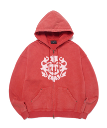 APPLIQUE ZIPUP HOODIE (L.RED)