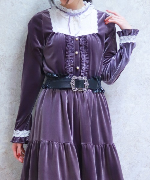 axes femme（アクシーズファム）の「ブロッキングベロアプルオーバー（Tシャツ/カットソー・レディース・ラベンダー/ワイン/ブラック・FREE）」の3枚目の写真