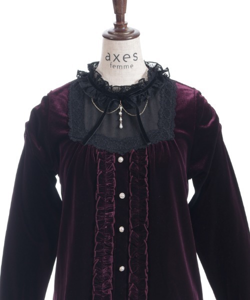 axes femme（アクシーズファム）の「ブロッキングベロアプルオーバー（Tシャツ/カットソー・レディース・ラベンダー/ワイン/ブラック・FREE）」の20枚目の写真