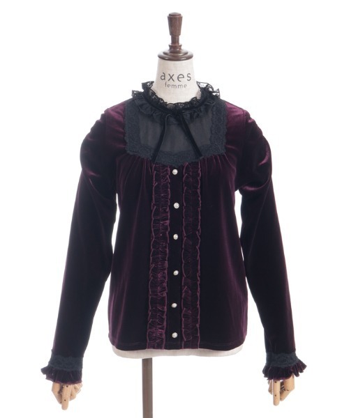 axes femme（アクシーズファム）の「ブロッキングベロアプルオーバー（Tシャツ/カットソー・レディース・ラベンダー/ワイン/ブラック・FREE）」の18枚目の写真