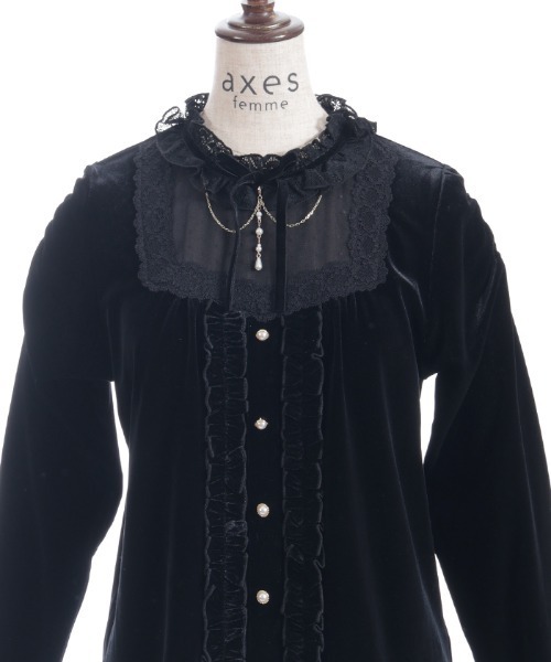 axes femme（アクシーズファム）の「ブロッキングベロアプルオーバー（Tシャツ/カットソー・レディース・ラベンダー/ワイン/ブラック・FREE）」の11枚目の写真