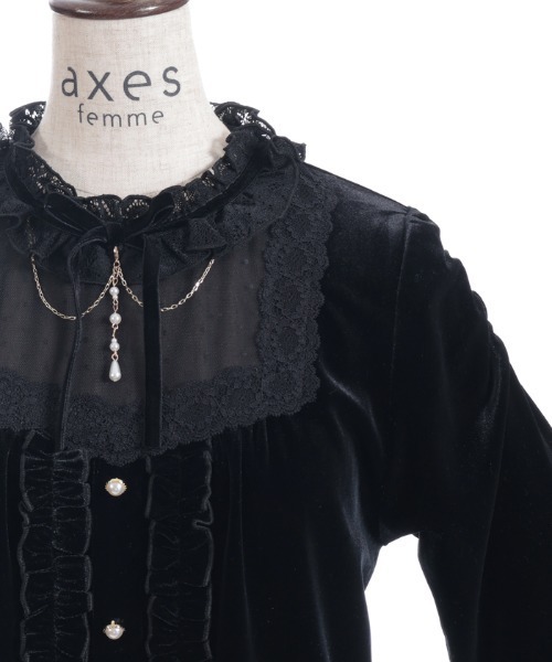 axes femme（アクシーズファム）の「ブロッキングベロアプルオーバー（Tシャツ/カットソー・レディース・ラベンダー/ワイン/ブラック・FREE）」の9枚目の写真