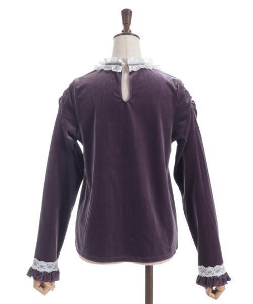 axes femme（アクシーズファム）の「ブロッキングベロアプルオーバー（Tシャツ/カットソー・レディース・ラベンダー/ワイン/ブラック・FREE）」の4枚目の写真