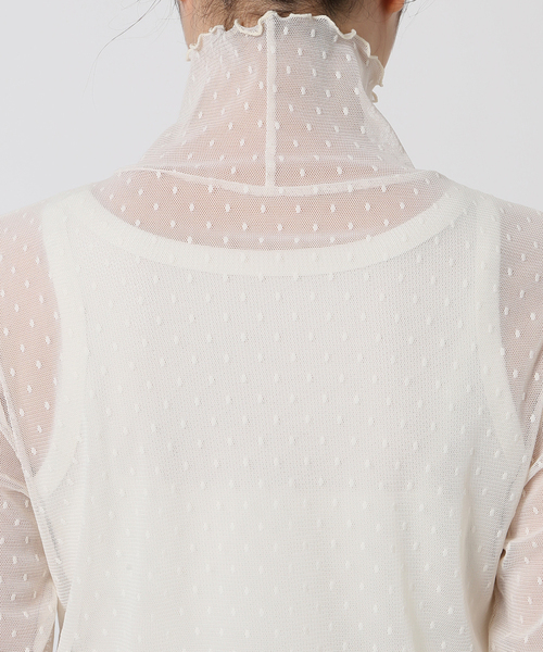 追加3》ドットチュールハイネックプルオーバー（Tシャツ/カットソー