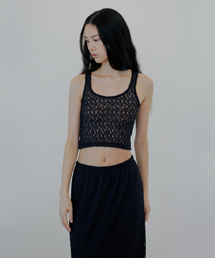 NUAKLE（ヌアクル）の「Lace Sleeveless_Charcoal（Tシャツ/カットソー）」