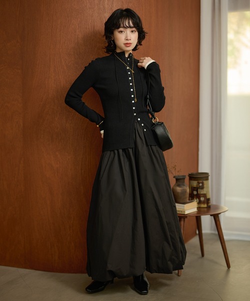 LAULEN（ローレン）の「many button rib knit cardigan /メニーボタンリブニットカーディガン（カーディガン/ボレロ・レディース・ネイビー/ブラック・FREE）」の9枚目の写真