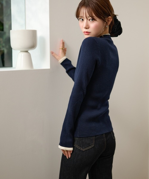 LAULEN（ローレン）の「many button rib knit cardigan /メニーボタンリブニットカーディガン（カーディガン/ボレロ・レディース・ネイビー/ブラック・FREE）」の21枚目の写真