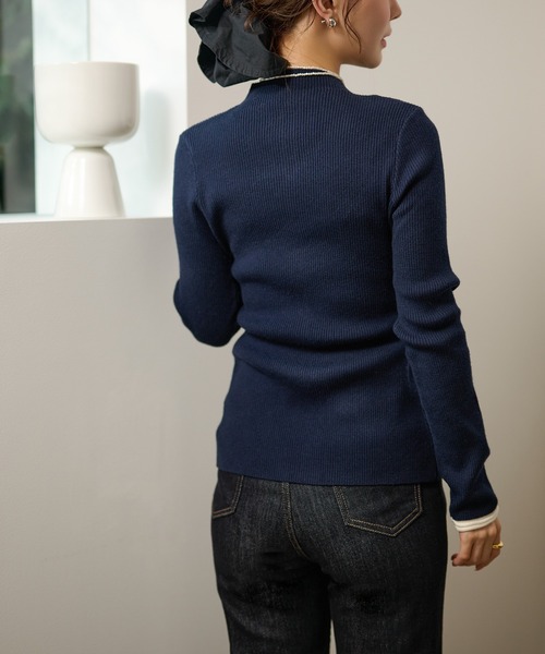 LAULEN（ローレン）の「many button rib knit cardigan /メニーボタンリブニットカーディガン（カーディガン/ボレロ・レディース・ネイビー/ブラック・FREE）」の22枚目の写真
