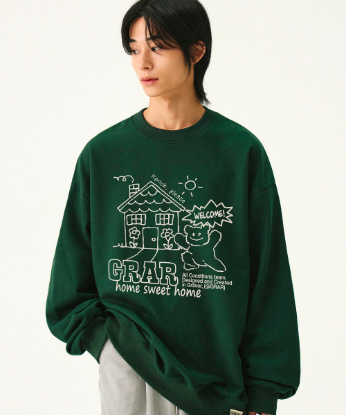 GRAVER（グレーバー）の「[ユニセックス]SWEET-HOME スウェット_グリーン（スウェット・レディース・ダークグリーン・SMALL/MEDIUM/LARGE/X-LARGE）」の5枚目の写真