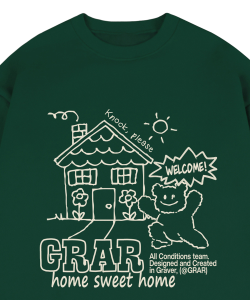 GRAVER（グレーバー）の「[ユニセックス]SWEET-HOME スウェット_グリーン（スウェット・レディース・ダークグリーン・SMALL/MEDIUM/LARGE/X-LARGE）」の4枚目の写真