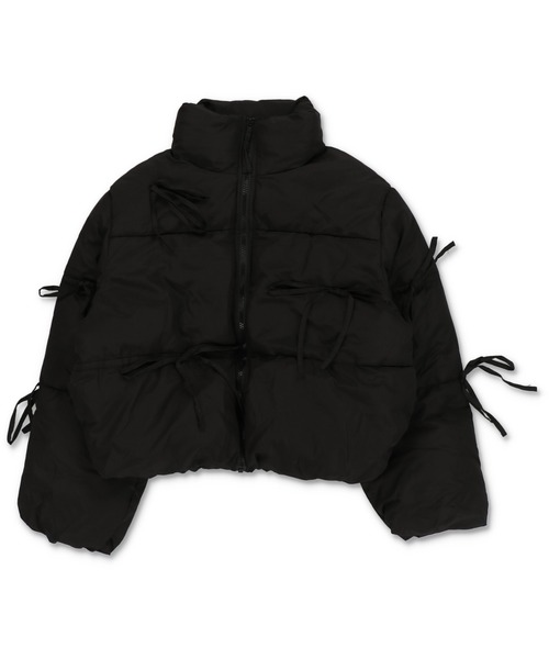 SPINNS（スピンズ）の「リボンで甘さ盛り！ふんわりガーリー中綿ジャケット（ダウンジャケット/コート・レディース・ブラック/アイボリー/グレー・ONESIZE）」の21枚目の写真