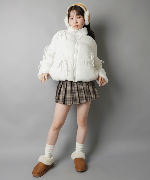 リボンで甘さ盛り！ふんわりガーリー中綿ジャケット（ダウンジャケット