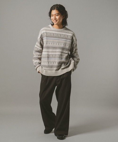 RAGEBLUE（レイジブルー）の「FAIR ISLE PATTERN MALL KNIT CREW / フェアアイル/モールニットクルー（ニット/セーター・メンズ・オフホワイト/ブラック/ネイビー/ダークブラウン・MEDIUM/LARGE/SMALL）」の6枚目の写真