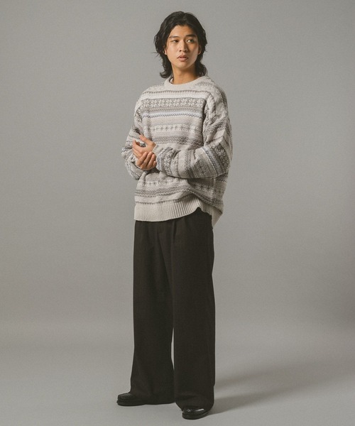 RAGEBLUE（レイジブルー）の「FAIR ISLE PATTERN MALL KNIT CREW / フェアアイル/モールニットクルー（ニット/セーター・メンズ・オフホワイト/ブラック/ネイビー/ダークブラウン・MEDIUM/LARGE/SMALL）」の7枚目の写真