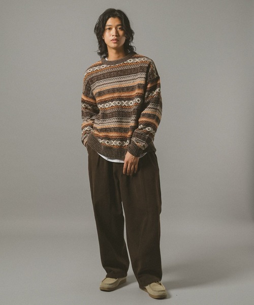 RAGEBLUE（レイジブルー）の「FAIR ISLE PATTERN MALL KNIT CREW / フェアアイル/モールニットクルー（ニット/セーター・メンズ・オフホワイト/ブラック/ネイビー/ダークブラウン・MEDIUM/LARGE/SMALL）」の16枚目の写真