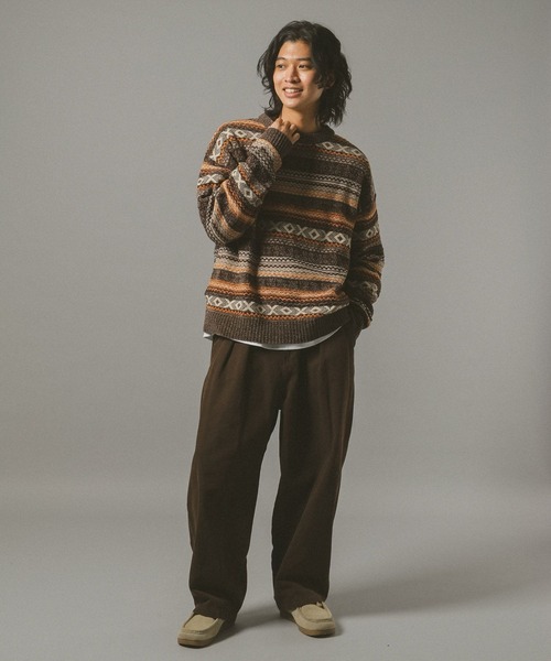 RAGEBLUE（レイジブルー）の「FAIR ISLE PATTERN MALL KNIT CREW / フェアアイル/モールニットクルー（ニット/セーター・メンズ・オフホワイト/ブラック/ネイビー/ダークブラウン・MEDIUM/LARGE/SMALL）」の17枚目の写真