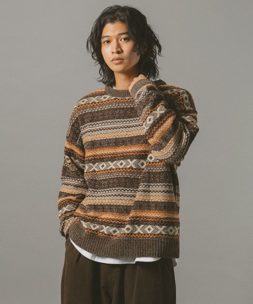 RAGEBLUE（レイジブルー）の「FAIR ISLE PATTERN MALL KNIT CREW / フェアアイル/モールニットクルー（ニット/セーター・メンズ・オフホワイト/ブラック/ネイビー/ダークブラウン・MEDIUM/LARGE/SMALL）」の19枚目の写真