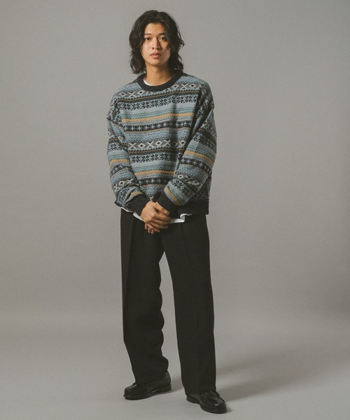 RAGEBLUE（レイジブルー）の「FAIR ISLE PATTERN MALL KNIT CREW / フェアアイル/モールニットクルー（ニット/セーター・メンズ・オフホワイト/ブラック/ネイビー/ダークブラウン・MEDIUM/LARGE/SMALL）」の21枚目の写真