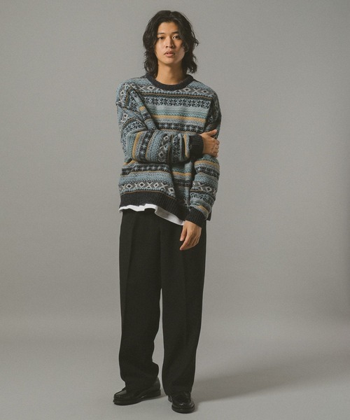 RAGEBLUE（レイジブルー）の「FAIR ISLE PATTERN MALL KNIT CREW / フェアアイル/モールニットクルー（ニット/セーター・メンズ・オフホワイト/ブラック/ネイビー/ダークブラウン・MEDIUM/LARGE/SMALL）」の22枚目の写真