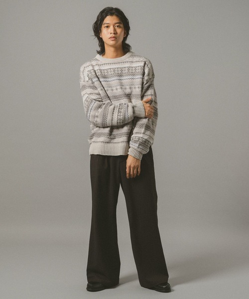 RAGEBLUE（レイジブルー）の「FAIR ISLE PATTERN MALL KNIT CREW / フェアアイル/モールニットクルー（ニット/セーター・メンズ・オフホワイト/ブラック/ネイビー/ダークブラウン・MEDIUM/LARGE/SMALL）」の5枚目の写真
