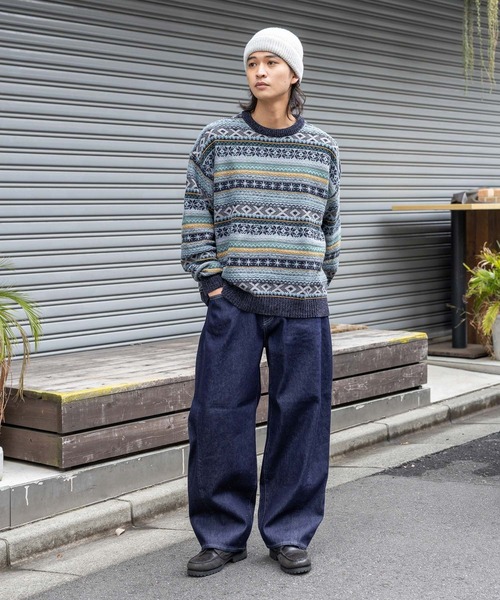 セール】FAIR ISLE PATTERN MALL KNIT CREW / フェアアイル/モール