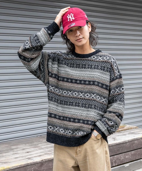 セール】FAIR ISLE PATTERN MALL KNIT CREW / フェアアイル/モール