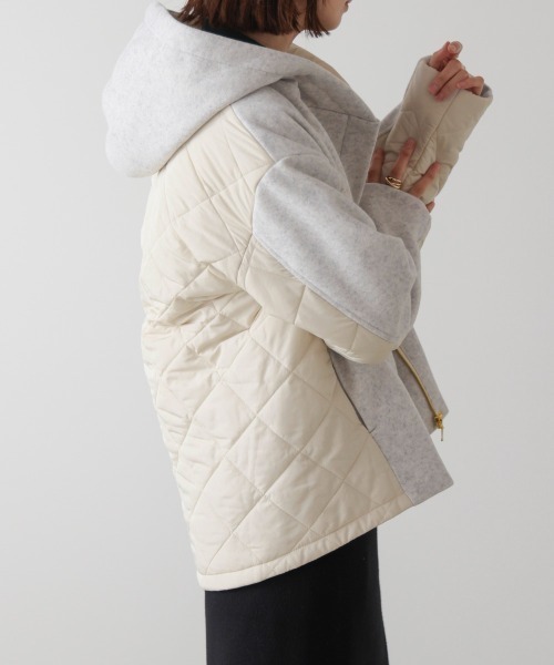 Bou Jeloud（ブージュルード）の「メルトン中綿切替フードジップコート（その他アウター・レディース・ホワイト系その他/ブラック・38）」の13枚目の写真