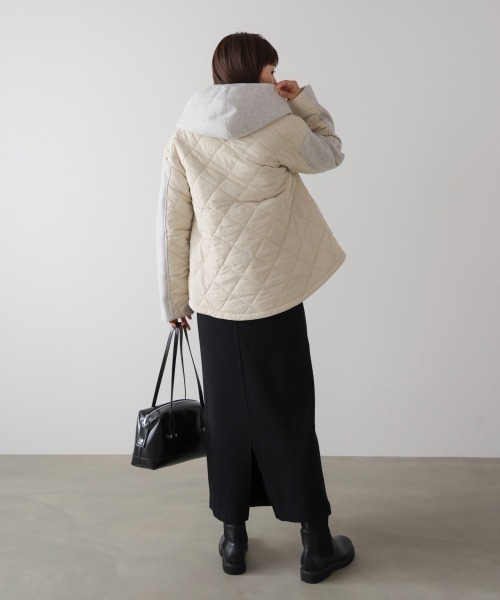 Bou Jeloud（ブージュルード）の「メルトン中綿切替フードジップコート（その他アウター・レディース・ホワイト系その他/ブラック・38）」の10枚目の写真