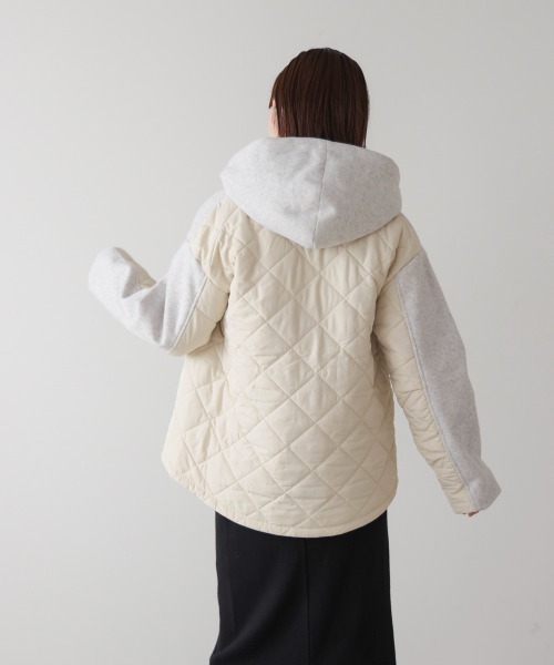 Bou Jeloud（ブージュルード）の「メルトン中綿切替フードジップコート（その他アウター・レディース・ホワイト系その他/ブラック・38）」の11枚目の写真