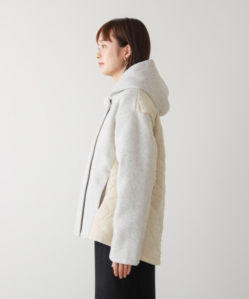 Bou Jeloud（ブージュルード）の「メルトン中綿切替フードジップコート（その他アウター・レディース・ホワイト系その他/ブラック・38）」の14枚目の写真