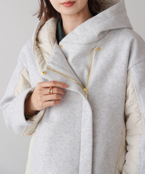 Bou Jeloud（ブージュルード）の「メルトン中綿切替フードジップコート（その他アウター・レディース・ホワイト系その他/ブラック・38）」の16枚目の写真