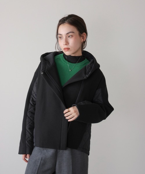 Bou Jeloud（ブージュルード）の「メルトン中綿切替フードジップコート（その他アウター・レディース・ホワイト系その他/ブラック・38）」の21枚目の写真