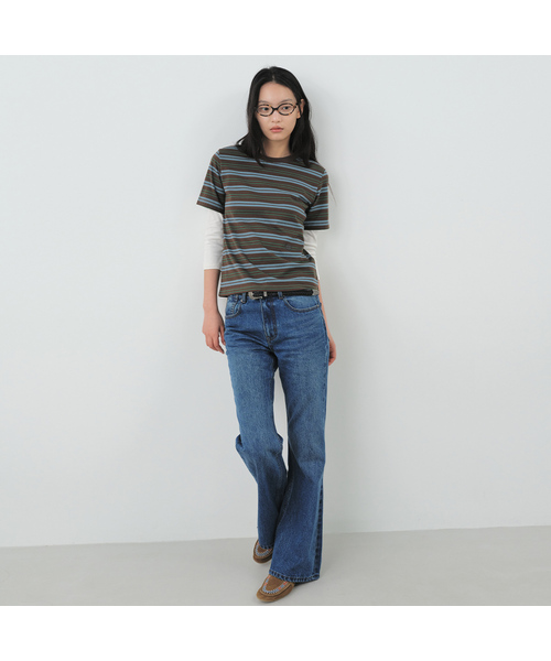 CITYBREEZE(シティブリーズ)の「ウォッシュドフレアデニムパンツ_BLUE(デニムパンツ・レディース・ブルー・LARGE/MEDIUM/SMALL)」の1枚目の写真