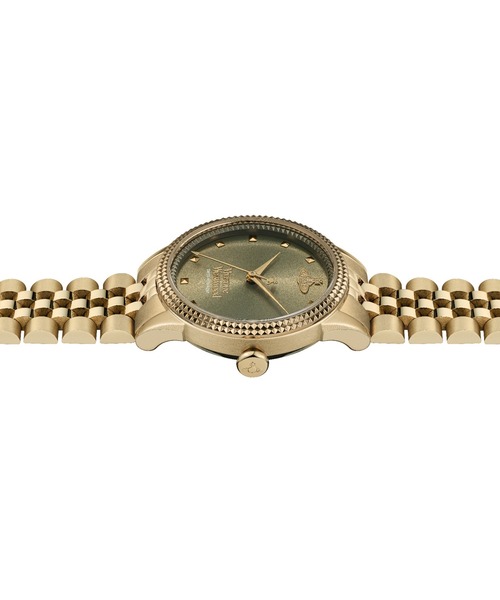 Vivienne Westwood（ヴィヴィアンウエストウッド）の「「Vivienne Westwood/ヴィヴィアン・ウエストウッド」リトル シーモア - レディース オリーブグリーン サンレイ ダイヤル & ゴールド ブレスレット（アナログ腕時計・レディース・シャンパン・32mm）」の5枚目の写真