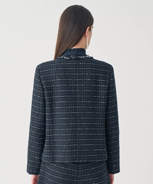 ANAYI（アナイ）の「【Eternal Line 2026】プレイドツイードノーカラー ジャケット（ノーカラージャケット・レディース・ネイビー/ホワイト・34/36/38）」の5枚目の写真