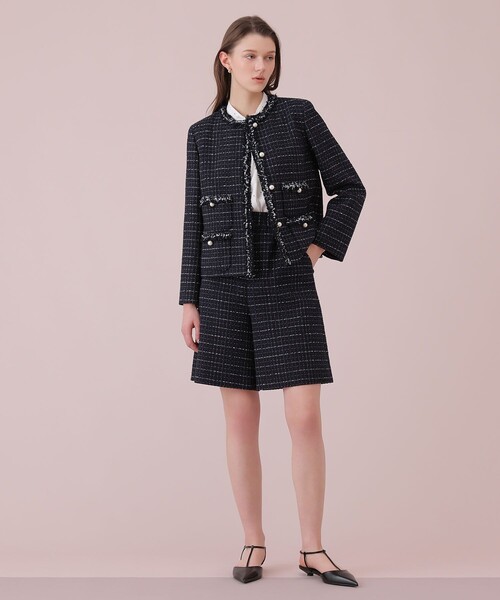 ANAYI（アナイ）の「【Eternal Line 2026】プレイドツイードノーカラー ジャケット（ノーカラージャケット・レディース・ネイビー/ホワイト・34/36/38）」の11枚目の写真