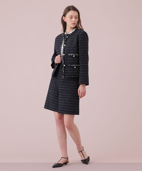 ANAYI（アナイ）の「【Eternal Line 2026】プレイドツイードノーカラー ジャケット（ノーカラージャケット・レディース・ネイビー/ホワイト・34/36/38）」の12枚目の写真