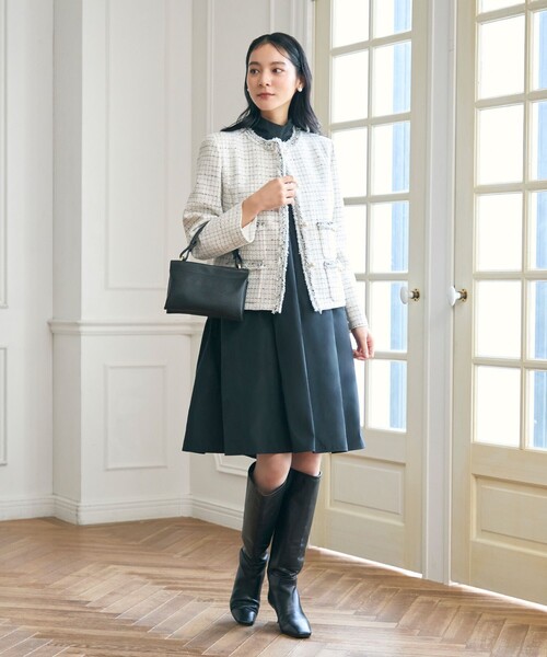 ANAYI（アナイ）の「【Eternal Line 2026】プレイドツイードノーカラー ジャケット（ノーカラージャケット・レディース・ネイビー/ホワイト・34/36/38）」の17枚目の写真