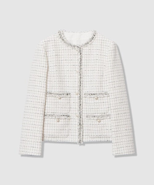 ANAYI（アナイ）の「【Eternal Line 2026】プレイドツイードノーカラー ジャケット（ノーカラージャケット・レディース・ネイビー/ホワイト・34/36/38）」の18枚目の写真