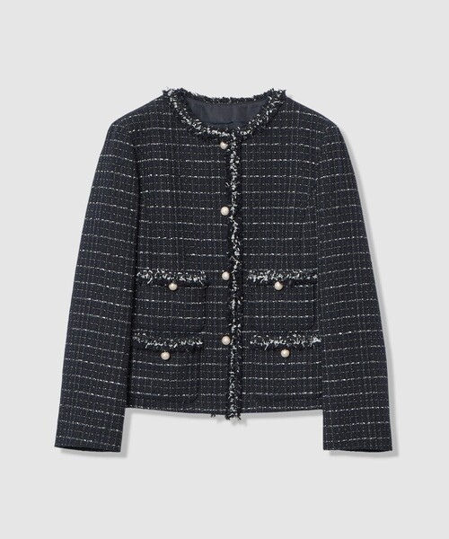 ANAYI（アナイ）の「【Eternal Line 2026】プレイドツイードノーカラー ジャケット（ノーカラージャケット・レディース・ネイビー/ホワイト・34/36/38）」の22枚目の写真