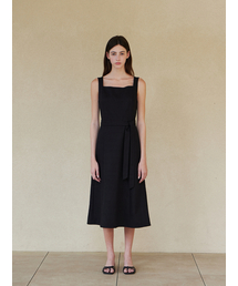 Square neck sleevless onepiece_BLACK